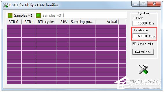 CAN口波特率计算工具(Brt01 for philips CAN families) V1.01 绿色版